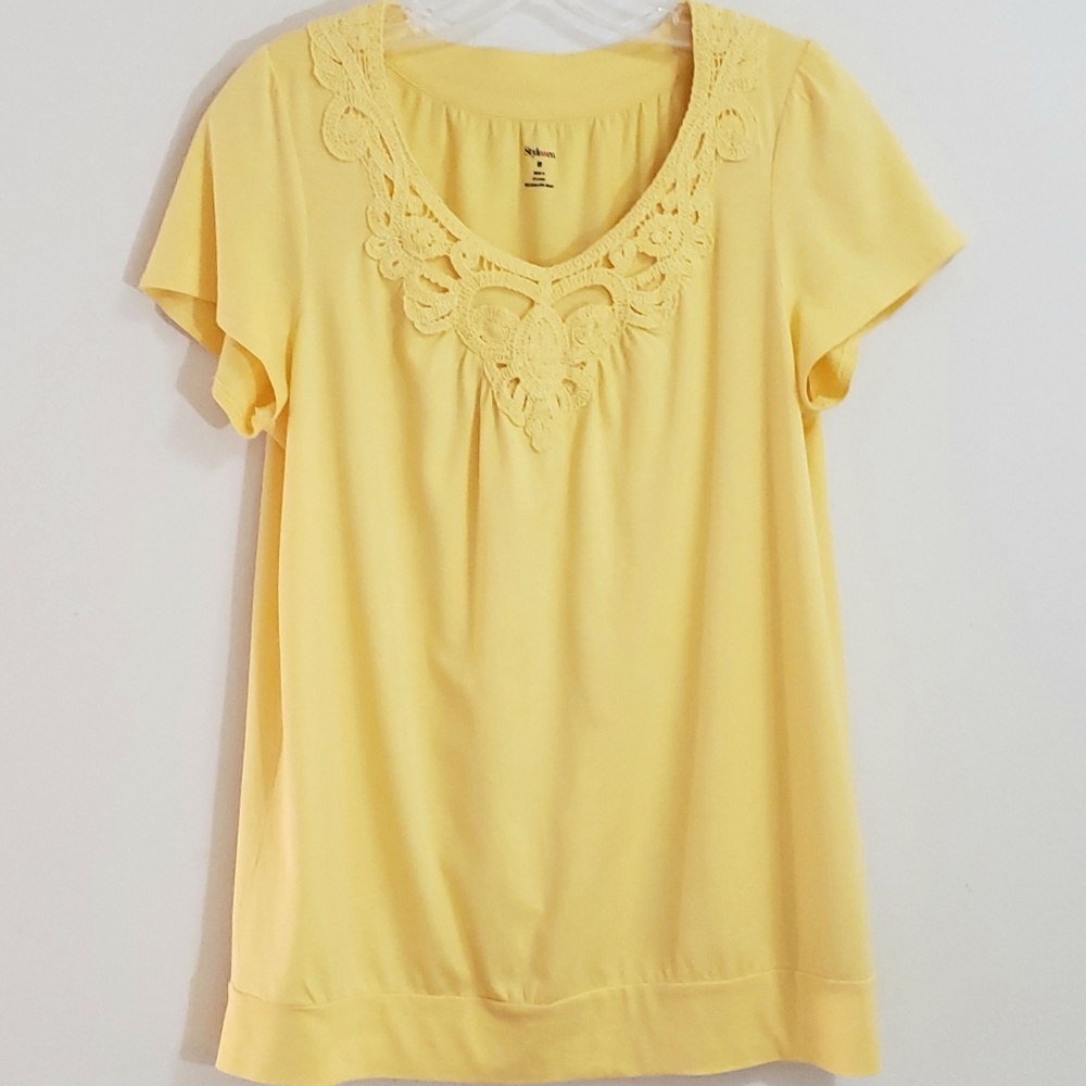 Style & Co. Knit Top, Yellow, Sz M